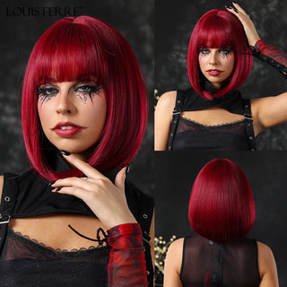 Bright Red Bob Wig