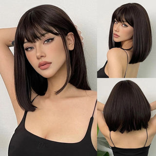 Dark Brown WIg with Bangs