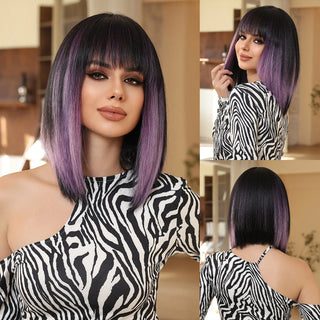 Dark Purple Wig with Bangs