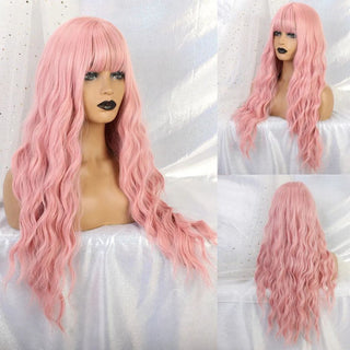 Long Pink Wavy Wig