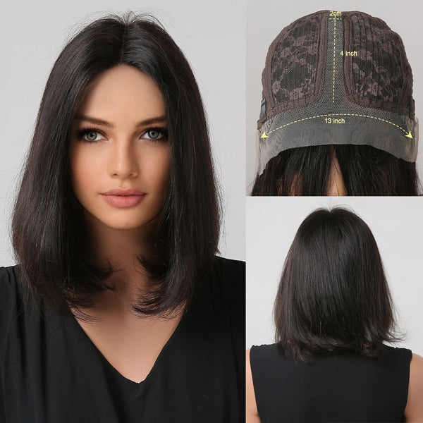 Natural Human Hair Brown Wig