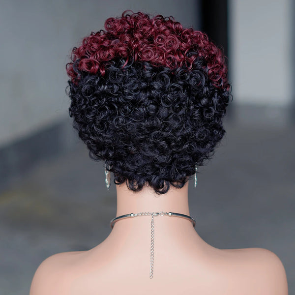 Curly Burgundy Wig