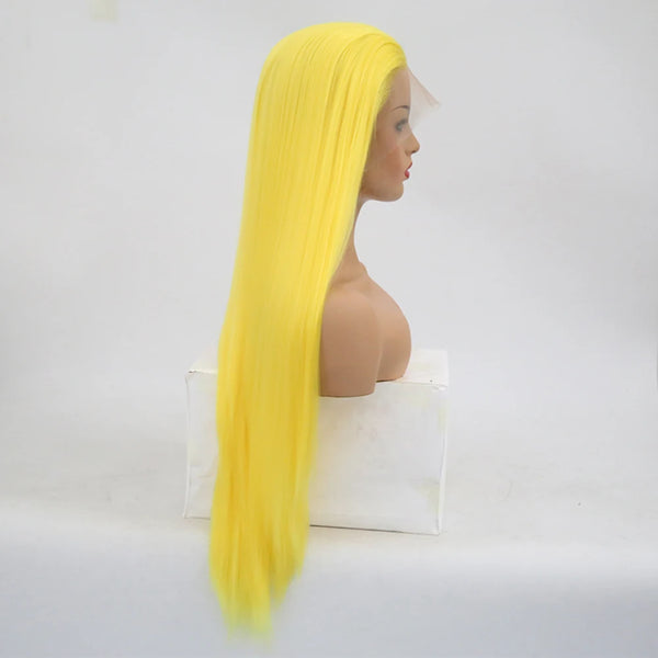 Yellow Synthetic Lace Front Wig