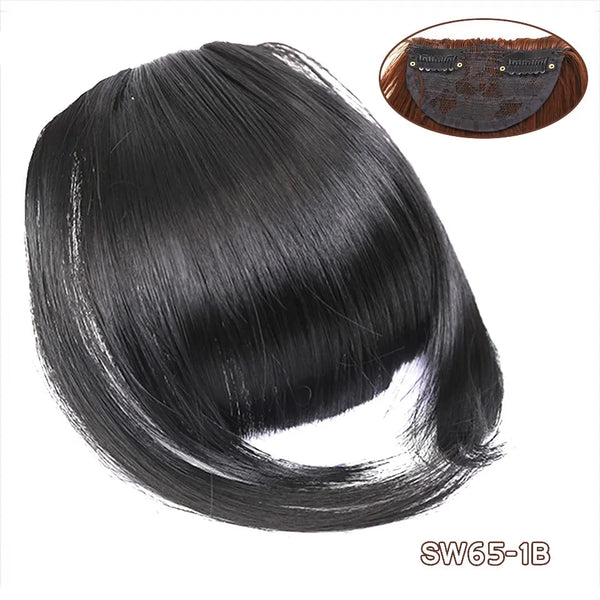 Jet Black Clip On Bangs