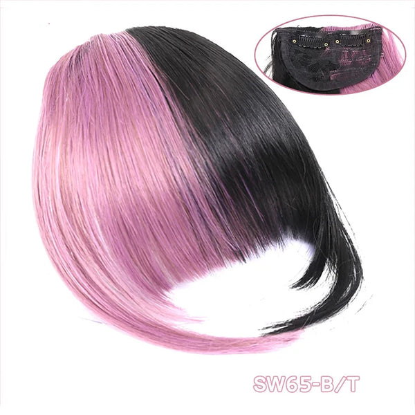 Purple and Black Clip on Bangs