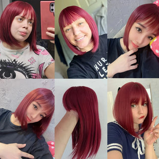 Bright Red Bob Wig