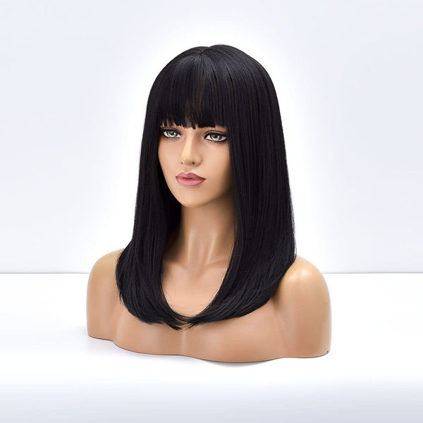 Stylonic Fashion Boutique Synthetic Wig TB20031-5 Black Wig with Fringe Wigs - Black Wig with Fringe | Stylonic Fashion Boutique