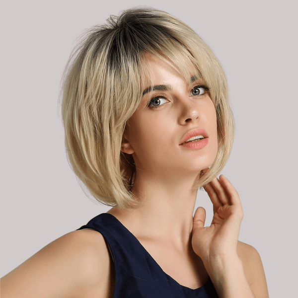 Stylonic Fashion Boutique Human Hair Wig Blonde Human Hair Wig with Fringe Blonde Human Hair Wig with Fringe - Stylonic