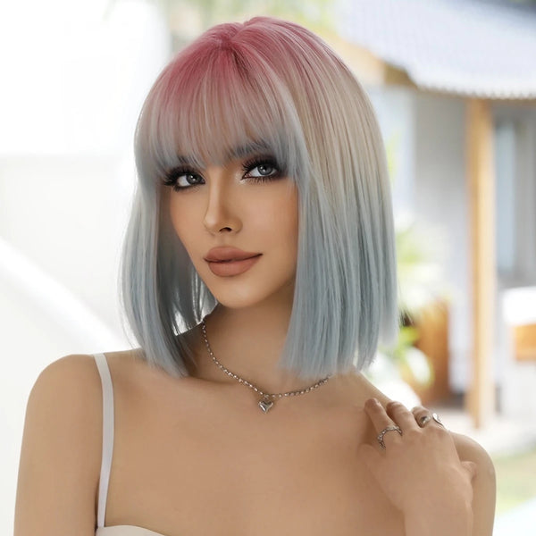 Stylonic Fashion Boutique Synthetic Wig Blue and Pink Wig Blue and Pink Wig: Specs, Pricing, and Customer Reviews