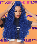 Stylonic Fashion Boutique 24inches Blue Natural Wave Lace Front Synthetic Wig Blue Natural Wave Lace Front Synthetic Wig - Stylonic Wigs