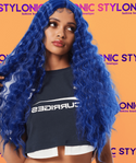 Stylonic Fashion Boutique 24inches Blue Natural Wave Lace Front Synthetic Wig Blue Natural Wave Lace Front Synthetic Wig - Stylonic Wigs