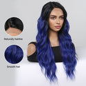 Stylonic Fashion Boutique Lace Front Synthetic Wig Long Ombre Wavy Lace Front Blue Wig Long Ombre Wavy Lace Front Blue Wig - Stylonic