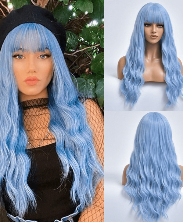 Stylonic Fashion Boutique Synthetic Wig TB20022-8 Blue Wig with Bangs Blue Wig with Bangs - Stylonic Wigs