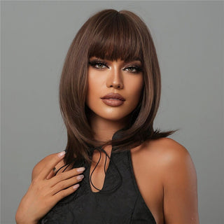 Stylonic Fashion Boutique Synthetic Wig Brown Synthetic Bob Wig Brown Synthetic Bob Wig | Brown Wigs | Stylonic Fashion Boutique