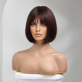 Stylonic Fashion Boutique Human Hair Wig 10inches Brown Hair Wig Brown Hair Wig - Stylonic Premium Wigs