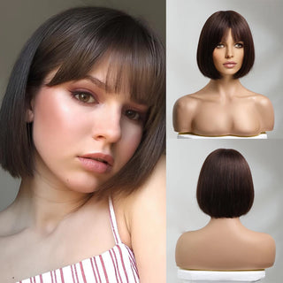 Stylonic Fashion Boutique Human Hair Wig 10inches Brown Hair Wig Brown Hair Wig - Stylonic Premium Wigs