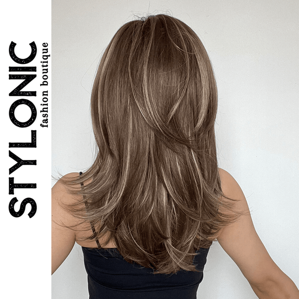 Stylonic Fashion Boutique Synthetic Wig Synthetic Long Wavy Wig Brown with Blonde Highlights Synthetic Long Wavy Wig Brown with Blonde Highlights - Stylonic Wigs