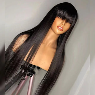 Stylonic Fashion Boutique Human Hair Wig Brown Human Hair Wig with Bangs Brown Human Hair Wig With Bangs - Stylonic Wigs