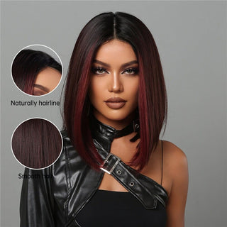 Stylonic Fashion Boutique Synthetic Wig Burgundy Highlight Wig Burgundy Highlight Wig - Stylonic