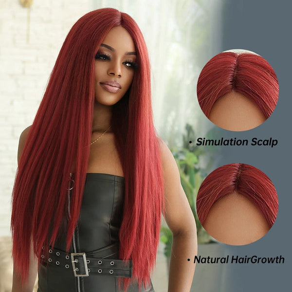 Stylonic Fashion Boutique HC11066-1 / 1 PC / 150% Dark Red Lace Front Synthetic Wig