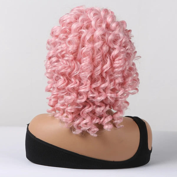 Stylonic Fashion Boutique WL1103-1 Short Pink Kinky Curly Afro Wig