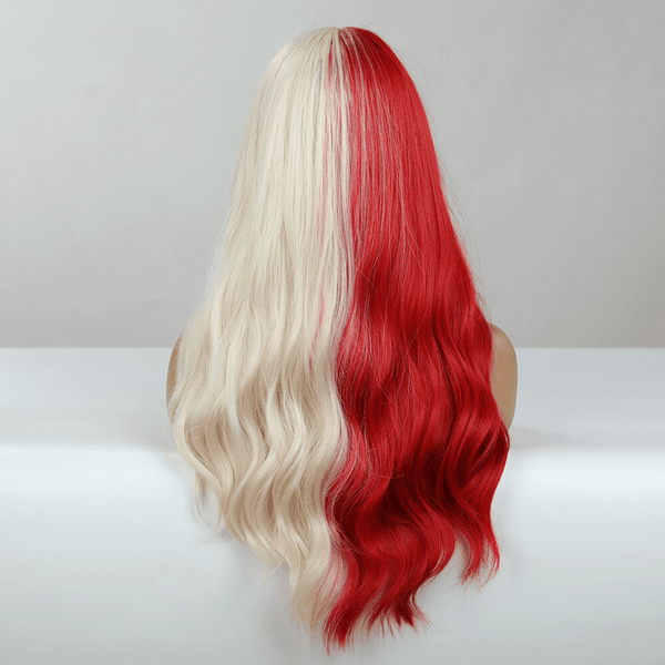 Stylonic Fashion Boutique Synthetic Wig EM6113 Half Red Half Blonde Wig Half Red Half Blonde Wig - Stylonic Premium Wigs