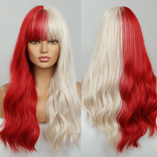 Stylonic Fashion Boutique Synthetic Wig Half Red Half Blonde Wig Half Red Half Blonde Wig - Stylonic Premium Wigs