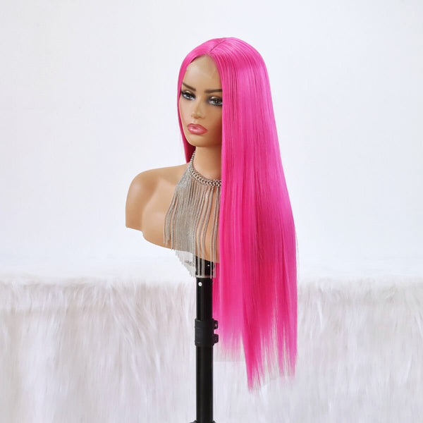 Stylonic Fashion Boutique Synthetic Wig Hot Pink Straight Lace Front Wig Hot Pink Straight Lace Front Wig - Stylonic Wigs