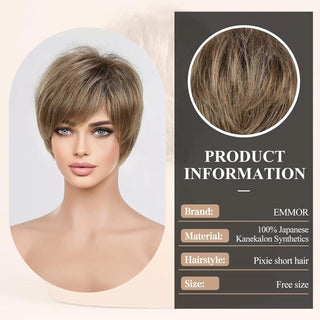 Stylonic Fashion Boutique SS9001 / 10inches / 180% Human Hair Brown Wig