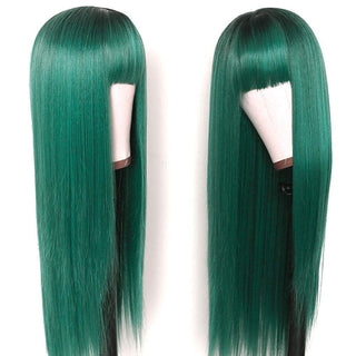 Stylonic Fashion Boutique Synthetic Wig Green  P2 / 26inches Long Green Wig with Bangs Long Green Wig with Bangs - Stylonic Fashion Boutique