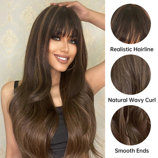 Stylonic Fashion Boutique Synthetic Wig Long Wavy Brown Wig Long Wavy Brown Wig - Stylonic Premium Wigs