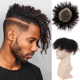 Stylonic Fashion Boutique Toupee 6x8 / 1B# Kinky Curly Men's Toupee Kinky Curly Men's Toupee - Stylonic Fashion Boutique