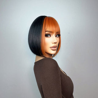 Stylonic Fashion Boutique Synthetic Wig Orange and Black Bob Wig Wigs - Orange and Black Bob Wig | Stylonic Fashion Boutique