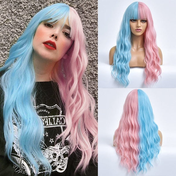 Stylonic Fashion Boutique Synthetic Wig Pink and Blue Wig Pink and Blue Wig - Stylonic Fashion Boutique