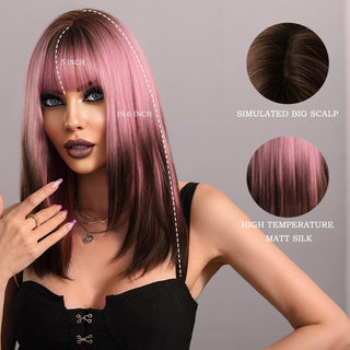 Stylonic Fashion Boutique Synthetic Wig Pink Wig with Ombre Brown Pink Wig with Ombre Brown - Stylonic Wigs