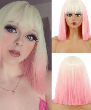 Stylonic Fashion Boutique Synthetic Wig Pink and White Wig Pink and White Wig - Stylonic Wigs