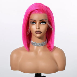 Stylonic Fashion Boutique 10inches / 13x4 180% Pink Human Hair Wig Pink Human Hair Wig - Stylonic Premium Wigs