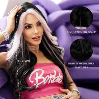 Stylonic Fashion Boutique Synthetic Wig Pink Streak in Hair Pink Streak in Hair Wig - Stylonic Wigs