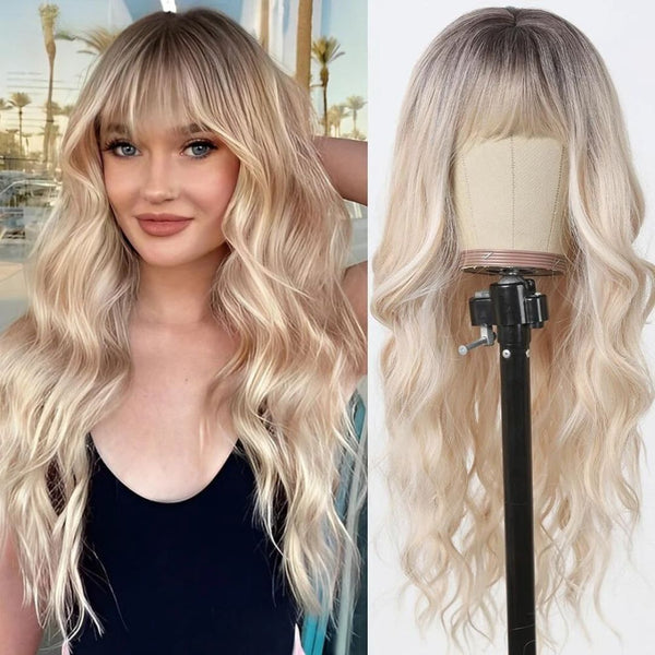 Platinum Blonde Wig with Bangs