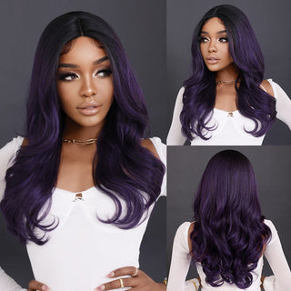 Stylonic Fashion Boutique Long Wavy Deep Purple Lace Front Wig