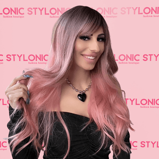 Stylonic Fashion Boutique Synthetic Wig Synthetic Pink Ombre Long Wavy Wig Synthetic Pink Ombre Long Wavy Wig - Stylonic Wigs