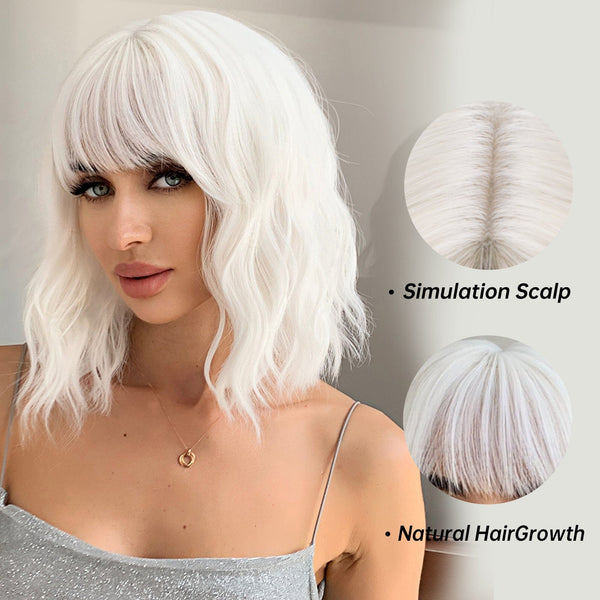 Stylonic Fashion Boutique Synthetic Wig WL1158-2 Short White Cosplay Wig Short White Cosplay Wig - Stylonic Premium Wigs