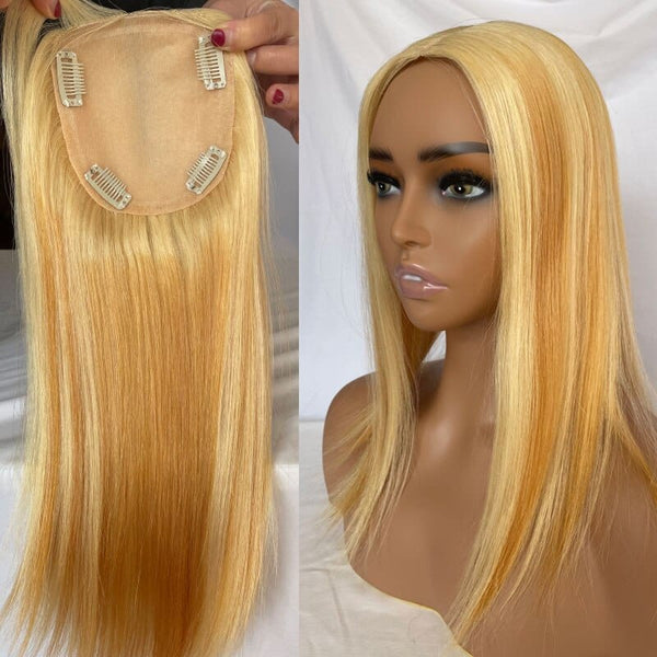 Stylonic Fashion Boutique Hair Topper Straight Silk Base Human Hair Topper Mixed Blonde Straight Silk Base Human Hair Topper Mixed Blonde - Stylonic Wigs