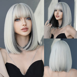 Stylonic Fashion Boutique Synthetic Wig Silvery Ash Blonde and Black Wig Silvery Ash Blonde and Black Wig - Stylonic Fashion Boutique