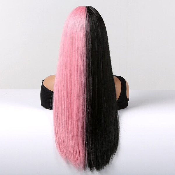 Stylonic Fashion Boutique Synthetic Wig Straight Black and Pink Wig Straight Black and Pink Wig - Stylonic Wigs