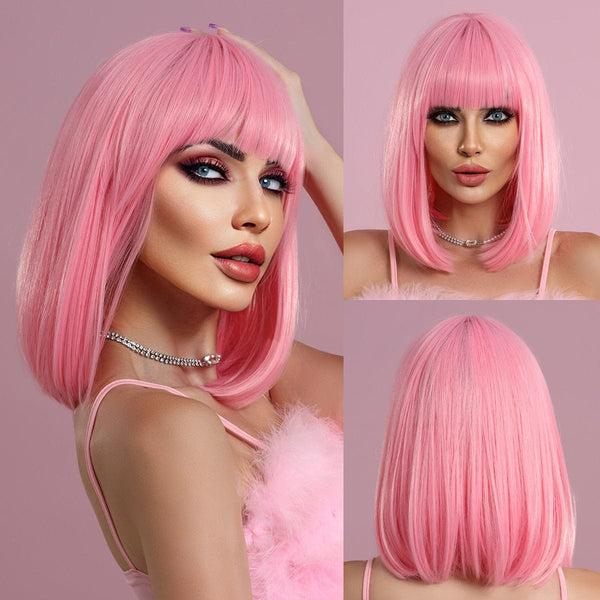 Stylonic Fashion Boutique Synthetic Wig Bob Straight Bright Pink Wig Bob Straight Bright Pink Wig - Stylonic Wigs