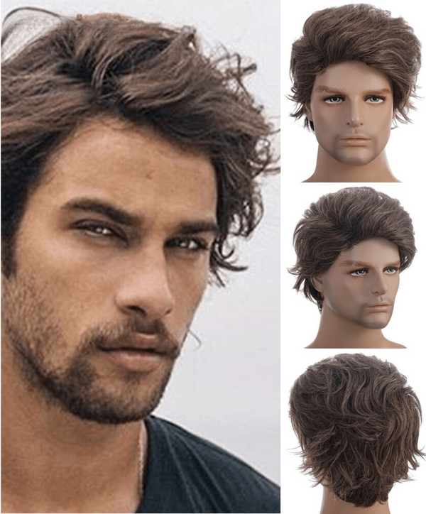 Stylonic Fashion Boutique Synthetic Wig Synthetic Wig Male Short Brown Wig Synthetic Wig Male Short Brown Wig - Stylonic Wigs